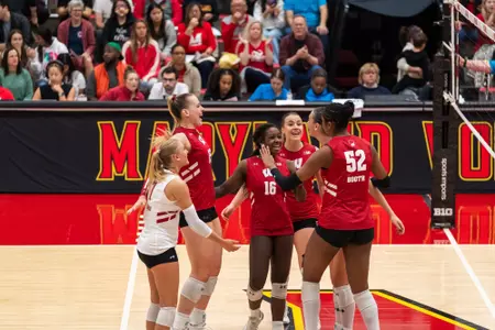 Badgers celebrate after a rally against Maryland.