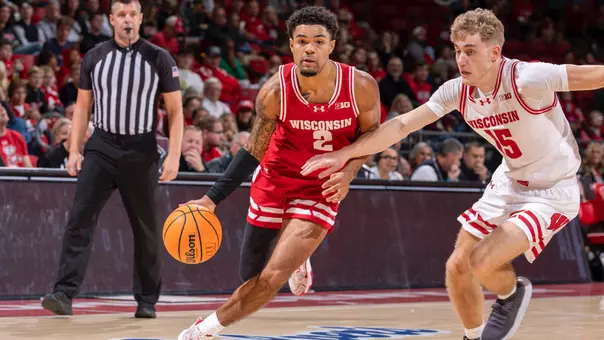 Nick Boyd drives baseline in the Red-White scrimmage