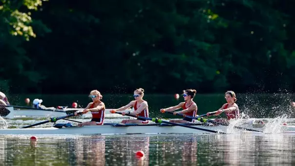 Wisconsin openweights race in the women's championship fours event at the 2025 Head of the Charles