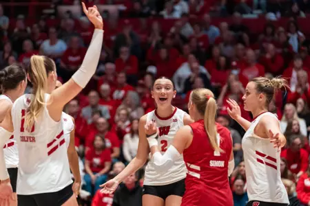 Badgers celebrate after a point against USC.