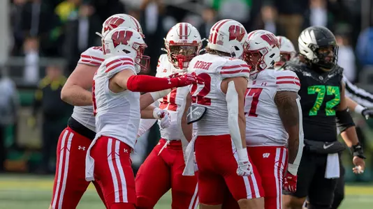 Wisconsin Badgers during a Big Ten Conference NCAA college football game against the Oregon Ducks, Sat., Oct. 25, 2025, in Eugene, Ore. (Photo by David Stluka/Wisconsin Athletic Communications)