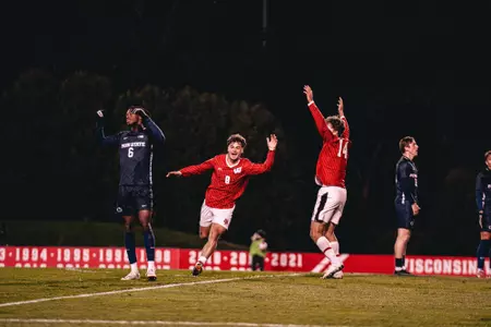 Matthew Zachemski celebrates a goal against Penn State