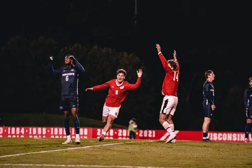 Matthew Zachemski celebrates a goal against Penn State
