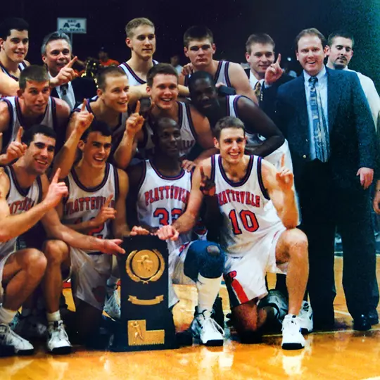Coach Gard celebrates National Title with Platteville