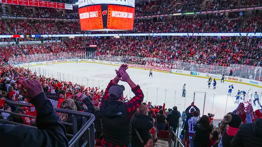 Wisconsin fans celebrate a goal