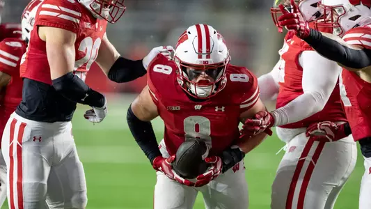 Wisconsin Badgers during a Big Ten Conference NCAA college football game against the Washington Huskies, Sat., Nov. 8, 2025, in Madison, Wis. (Photo by David Stluka/Wisconsin Athletic Communications)