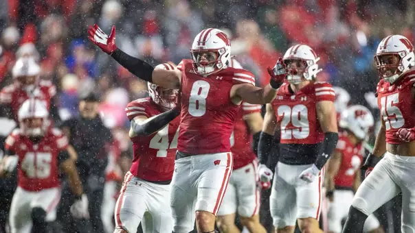 Wisconsin Badgers during a Big Ten Conference NCAA college football game against the Washington Huskies, Sat., Nov. 8, 2025, in Madison, Wis. (Photo by David Stluka/Wisconsin Athletic Communications)