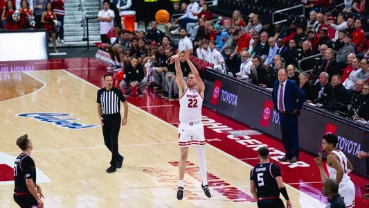 Austin Rapp shoots three against SIUE