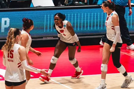 Trinity Shadd-Ceres celebration after block against UNC