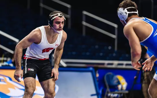 Luke Mechler wrestles against Hofstra