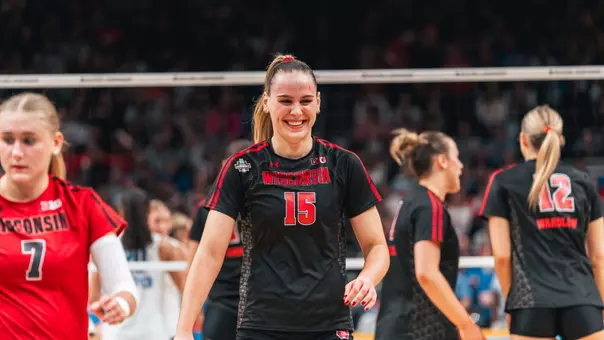 Mimi Colyer smiles after a rally at the NCAA National Semifinal.