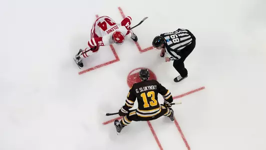 Vasily Zelenov takes a face off at the Kwik Trip Holiday Face-Off