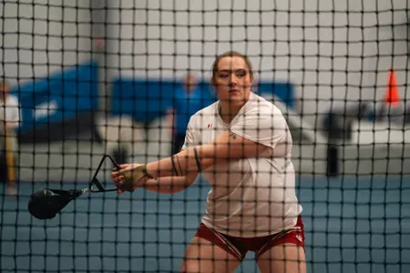 Chloe Lindeman makes a throw at the DePaul Invite.