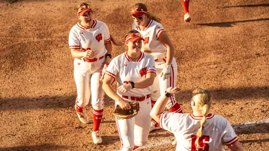 Badgers celebrate out against FGCU