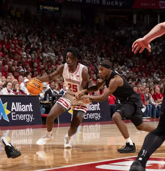 Wisconsin Badgers during a Big Ten Conference NCAA college men’s basketball game against the Michigan State Spartans, Friday, Jan. 26, 2024, in Madison, Wis. (Photo by David Stluka/UW Athletic Communications)