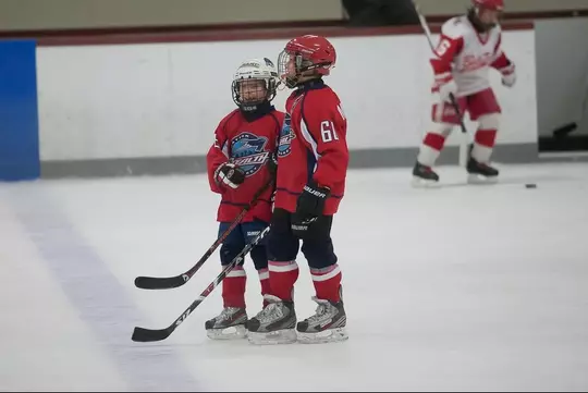 Gavin Morrissey playing hockey with his younger brother, Shane