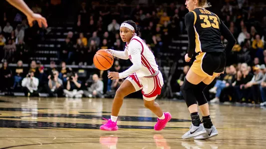 Ronnie Porter dribbles at Iowa