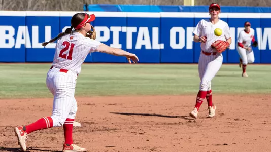Ellie Hubbard throws out a runner at Devon Park