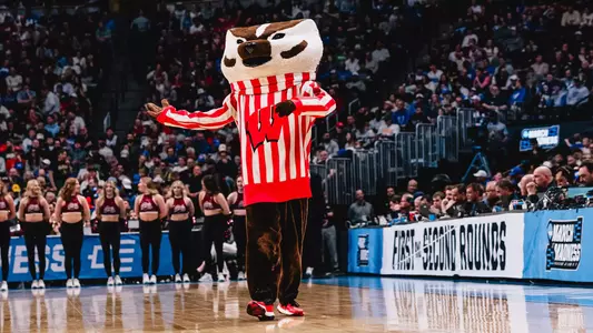 Bucky during Wisconsin's NCAA Tournament game against Montana