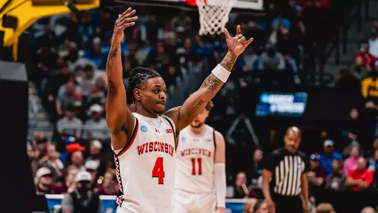 Kamari McGee celebrates during Thursday's game against Montana in the NCAA Tournament