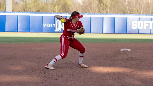 Ellie Hubbard fields the ball against Michigan