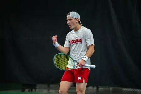 Patrik Meszaros celebrates a point