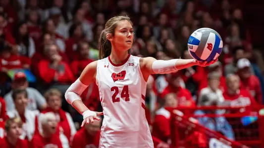 Charlie Fuerbringer getting ready to serve