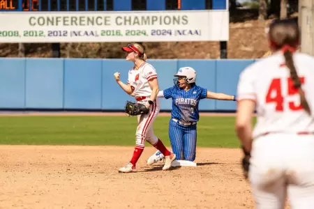 Makenzie Foster tags out a runner at FGCU