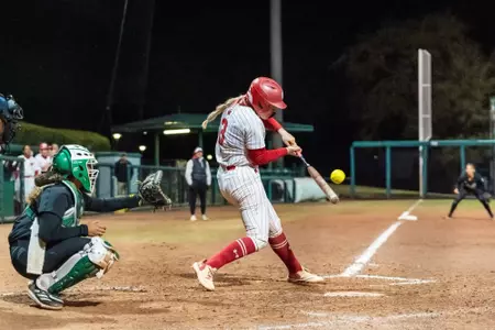 Emily Bojan connects with a pitch at USF