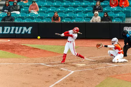 Kendra Lewis smacks a pitch against Bowling Green