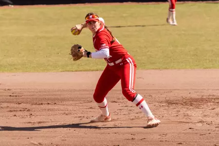 Ellie Hubbard throws out a runner against NIU