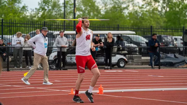 Jacob Zednik throwing the javelin