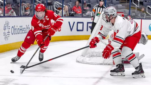 Owen Lindmark skates against the OSU Buckeyes