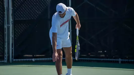 Michael Minasyan prepares to serve the ball