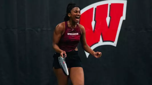Johnson celebrates a point