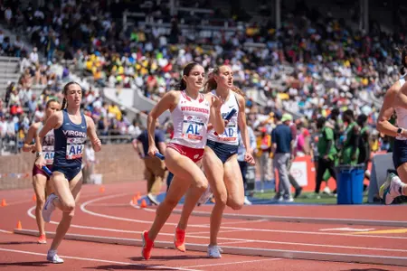 Emma Kelley sprints at the Penn Relays.