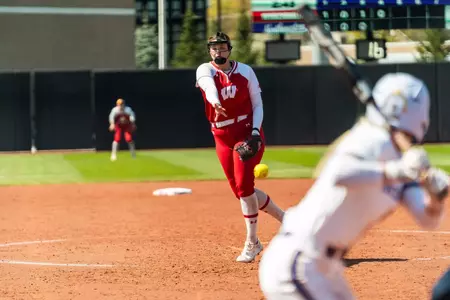 Molly Jacobson pitching against Northwestern - April 27, 2025