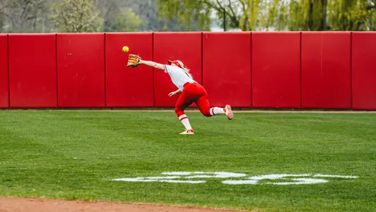 Kendra Lewis lays out for the diving grab against Green Bay