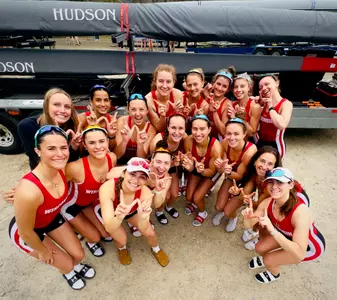Lightweight rowers celebrate victory at Georgetown