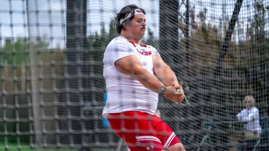 Cole Hooper throwing hammer at the Big Ten Outdoor Championships