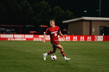 Ola Arntsen dribbles the ball