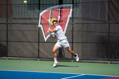 Patrik Meszaros returns a serve