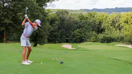 William Harned tees off during Badger qualifiers