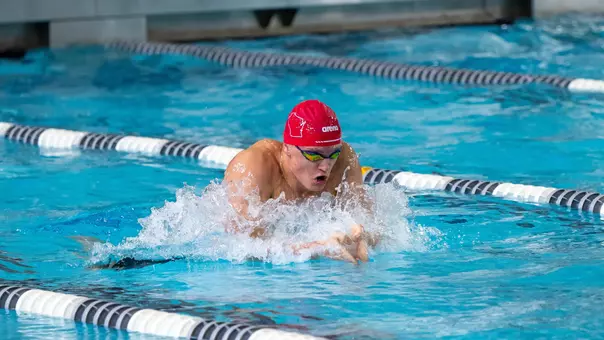 Ben Wiegand swims breaststroke at 2026 Northwestern Dual