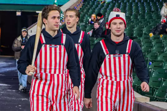 Ryan Botterill walking into Wrigley Field with a bat