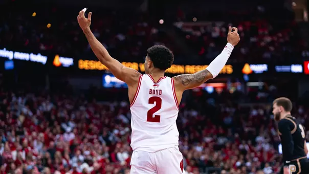 Nick Boyd crowd pumps against No. 5 Purdue