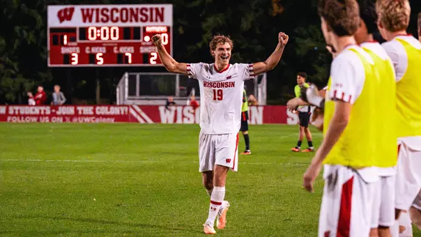 Aidan Martinez celebrates win over Rutgers