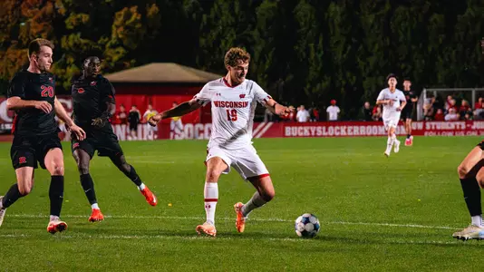Aidan Martinez plays the ball against Rutgers
