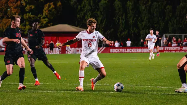 Aidan Martinez plays the ball against Rutgers