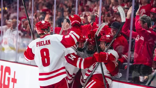 Celebration after Brink's shorthanded goal